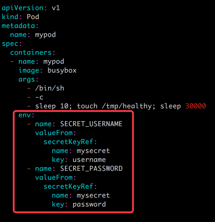 环境变量方式使用 Secret 的示例分析