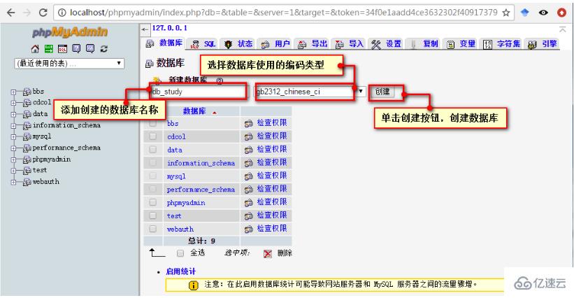 phpmyadmin 操作数据库的案例