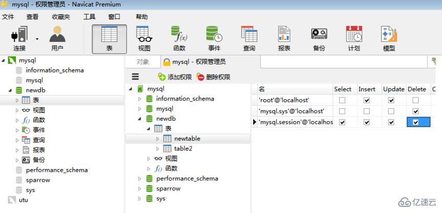 navicat 如何刷新表的权限