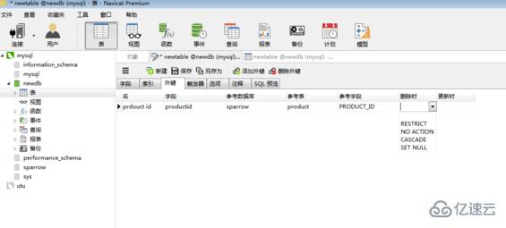 navicat 设置外键的方法