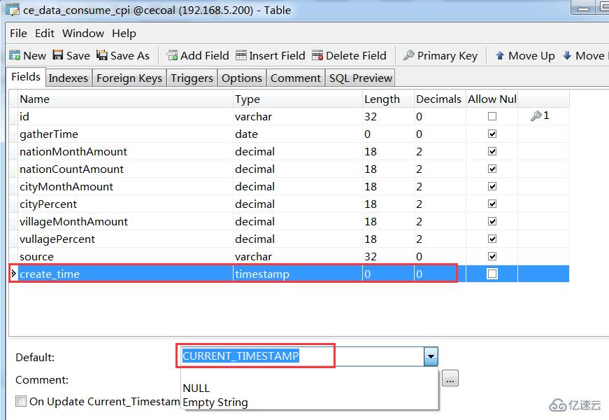 mysql 数据库对时间进行默认设置的方法