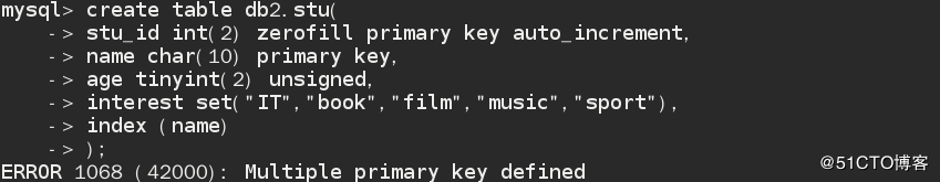 MySQL 中 Multiple primary key defined 报错的解决办法